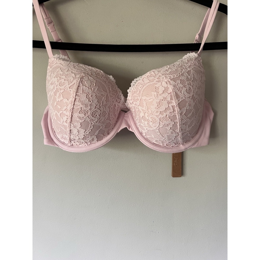 Skims Fits Everybody Lace Pushup Demi Bra 36C Cherry Blossom Pink New